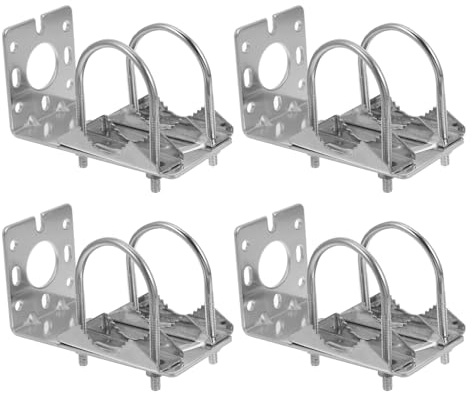 HIAKDOFT 4pcs Aluminum Alloy Roof Mounting Brackets for Antennas with Angle Pole Mount Kit Compatible with Outdoor Weather Stations and Electronics Easy Installation for Attic Roof