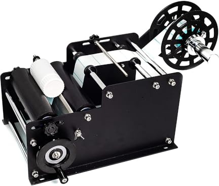 NEWFUN Runde Flaschen etikettiermaschine MT-30, kleine Manueller Etikettenapplikator Einstellbar Halbautomatische Beschriftungsmaschine Selbstklebend für Dosen,Geeignet zum von verschiedener Größen