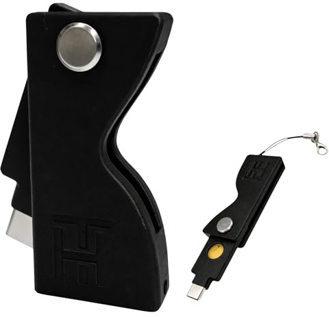 Custodia Protettiva per YubiKey 5 NFC & 5C NFC, Cordino, Girevole (Nero)