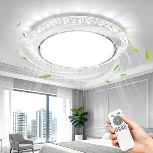 49.5cm Ventilatore da Soffitto con Luce e Telecomando,Lampadario Ventilatore da Soffitto Silenzioso con 3000-6500K Dimmerabile, 6 Velocità, Timer, Memoria,Plafoniera per Soggiorno Camera da Letto