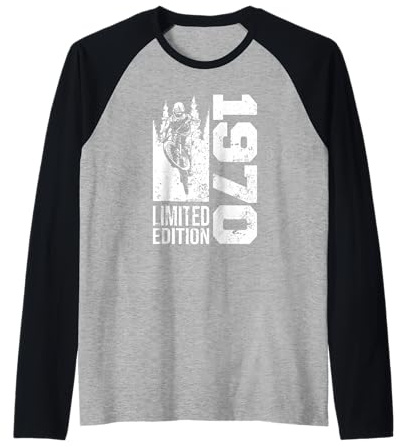 MTB Mountainbike Nacido en 1970 Cumpleaños BTT-Bicicleta Camiseta Manga Raglan