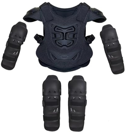 Yunhgft Infantil Motocicleta Conjunto Infantil Chaleco Protector Espinal Coderas Rodilleras Material Absorbente Golpes Adecuado, m