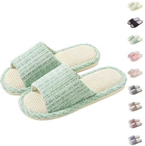 Genérico Zapatillas Casa Verano Mujer con Puertas Abiertas Zapatos de Lino con Plantilla Trenzada Hombre Pantuflas para Interior Hogar Antideslizantes Unisex Slippers Primavera Verano