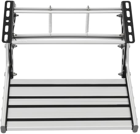 Manuelle Wohnmobil-Trittstufe, Manuelle Einstiegsstufe | Leitern Trittstufen Wohnmobile | Einziehbare Aluminium-Wohnmobil-Trittstufe | Wohnwagen Treppe mit LED Lichtstreifen, Bis 150 kg, Geeignet für
