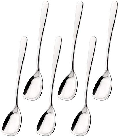 FOXAS 6-teilig Dessertlöffel, 15CM Eislöffel aus Edelstahl, Quadratische Kaffeelöffel, Elegante Flache Löffel für Marmelade, Eisbecher, Tee, Kaffee, Kuchen, Serie Bon Appétit