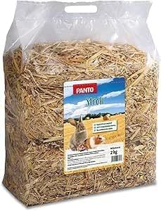 PANTO Stroh 2 kg – goldgelbes entstaubtes Stroh fü̈r Kaninchen und Nager, ideal als Einstreu, zum Nestbau und als Snack, Alternative zu Heu