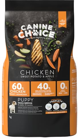 Canine Choice Super Premium Puppy Trockenfutter für Hunde – kleine & mittelgroße Rassen Huhn 7 kg | 60% frisches Huhn, getreidefreies, hypoallergenes Trockenfutter mit Süßkartoffel & Apfel |