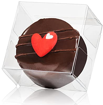 RomanticBaking 50pcs Clear Single Chocolate Covered Ore Cookies Macaron Box for Wedding Favors Baby Shower 2.17×2.17×1.38 Inch Party Favor Box for Candy Chocolate Donut
