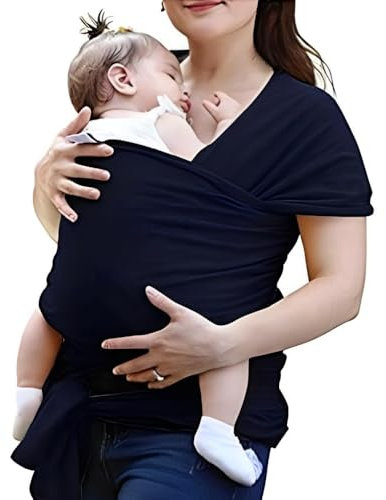 VOARGE Fascia portabebè, nera, per neonati e bambini fino a 16 kg, unisex, orientamento anteriore e posteriore, lavabile in lavatrice, tecnologia di distribuzione uniforme del peso