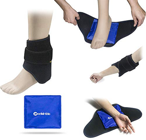 Bolsa Gel Hielo para Tobillo y Talón- Terapia de Frío y Calor con Funda de Neopreno, Tobillera para Aliviar el Dolor de Tobillo y Tendón de Aquiles, Lesiones Deportivas, Esguince o Hinchazón de Pies