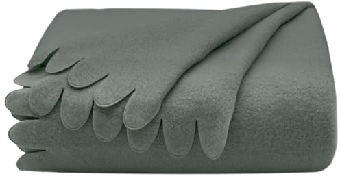 ZOLLNER Kuscheldecke in 130x170 cm - kuschelige und langlebige Fleecedecke - waschbar bis 60°C - wunderschöne Wellenkanten - antistatisch - Polyester - in anthrazit - Oeko Tex® Zertifiziert