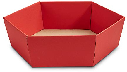 10 x PresentFill® Präsentkorb Rubin Rot ohne Inhalt Geschenkkorb aus umweltfreundlichen 100% Recycling Karton - groß sechseckig - Made in Germany für Weihnachten - Ostern - Hochzeit - Geschenke