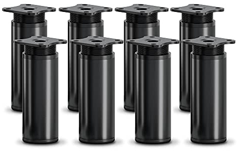 Sossai Verstellbare Möbelfüße MFR1, 8er Set, schwarzmatt, 100 mm hoch, rundes Profil, ideal für Schränke und Stauraummöbel