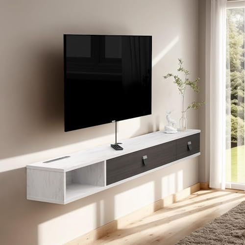 Pmnianhua TV Lowboard Hängend, TV Schrank Hängend, Wand befestigter schwimmender TV-Ständer Unterhaltungs, Medienkonsolen-Center Großer Aufbewahrungsschrank für Wohnzimmer Home Office (120cm)