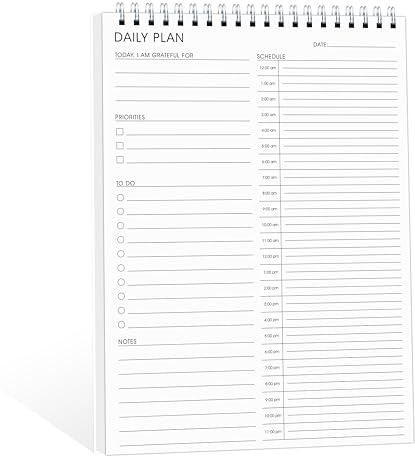 24-Stunden-Tagesplaner mit To-Do-Liste für Arbeit und Privatleben, 105 Tage, undatierter Tagesaufgabenplaner mit Stundenplan, Prioritäts- und To-Do-Listen-Organizer, Spiralbindung, Tagesplanungsblock