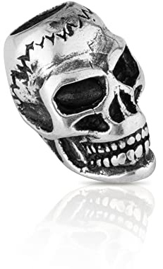 NKlaus Totenkopf - 925 Sterling Silber Bartperle Germanisch Keltisch Wikinger Goth 3561