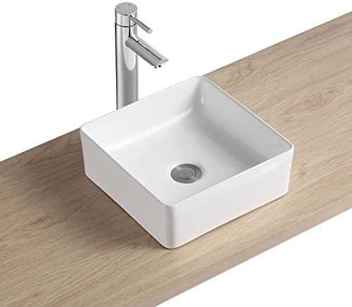 MOB-IN Vasque à Poser carrée en céramique Blanche 30cm