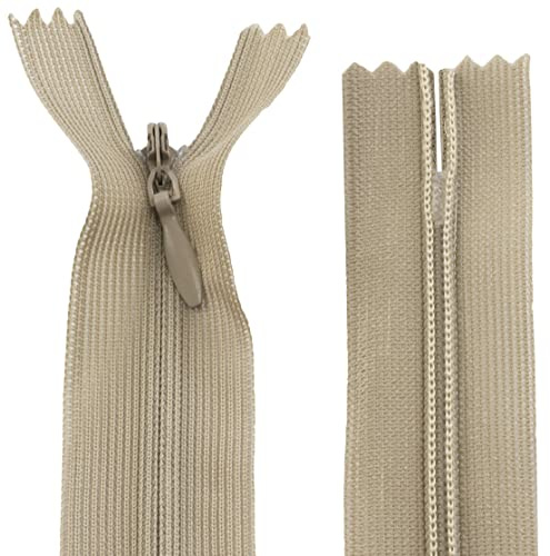 Aerzetix C61808 set med 10 dragkedjor osynliga 55 cm inte separerbar/beige lädervaror, jeansbyxor, klänning, kjolar, sy kläder