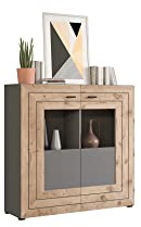 xonox.home - Highboard Freno 120x117x37 cm in grau Nb Absetzung Nox Oak Nb - Sideboard Kommode Stauraumschrank - modern, geräumig und funktional