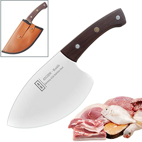 ADCODK Cleaver Heavy Duty Fish Knives Professional Fillet Viking Cutting Boning Seafood Meat Kitchen Special Sharp Tuna Butcher Knife Full Tang with Sheath
