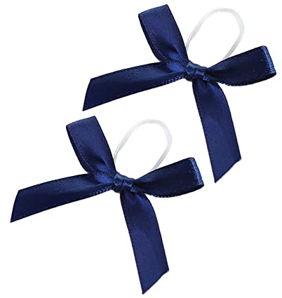 50 Stk Klein Schleifen,Satin Schleife,Ribbons Bow,Geschenk Schleife mit Gummiband,Fertigschleife zur Dekoration Satinschleife Deko Schleifen für Geschenkverpackung Parfümflasche Weinflasche,Navy blau