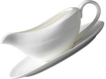 Cabilock 160ml Ceramic Sauce Container Handle Dripless Gravy Boat for Condiments White Seasoning Jug for Kitchen Use