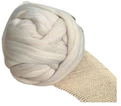 500 g sperrige Arm-Strickdecke, dicke, grobe Garne, handgestrickt, Häkeln, Mütze, Schal, Nähgarn (Farbe: Beige)