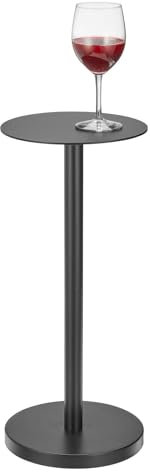 mDesign Beistelltisch mit Glasplatte, hoch, modern, rund, Metall, Nachttisch, Möbel für Wohnzimmer, Wohnheim, Heimbüro und Schlafzimmer, 22,9 cm, rund, Mattschwarz