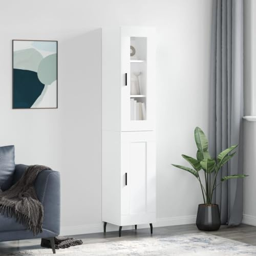 CKioict Sideboard Wohnzimmer Esszimmer Schrank Flur möbel Highboard Weiß 34,5x34x180 cm HolzwerkstoffFür Flur Schlafzimmer Wohnzimmer