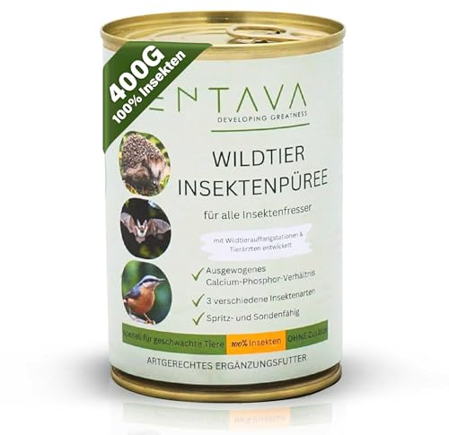 ENTAVA Frisches Insektenpüree - 100% Insekten, Igelfutter, Vogelfutter, Reptilienfutter, (Wild-) vogelfutter, Kleinnagerfutter, Frettchenfutter, Fischfutter (400g (6er Pack))