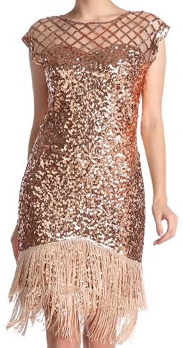MUNAFIE Pailettenkleider für Damen 20er Jahre Kleid Glitzerkleid Fransenkleid 1920er Gatsby Charleston Flapper Party Kleider Kostüm Damen