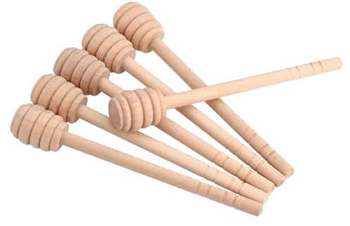 Dipper à Miel en Bois, Conception Rainurée Unique, Distributeur Idéal pour les Liquides Visqueux (ZJchaoptkq3ofmb2-04)