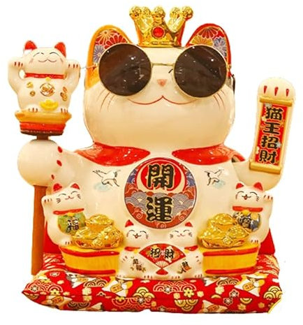 Winkekatze,Winkende Glückskatze,Chinesische Dekoration Katze,Waving Hand Paw Up Wohlstand Einladende Katze Gutes Glück Feng Shui Dekoration,für Jeden Feiertag Oder Anlass Symbol des Glücks,11 Zoll