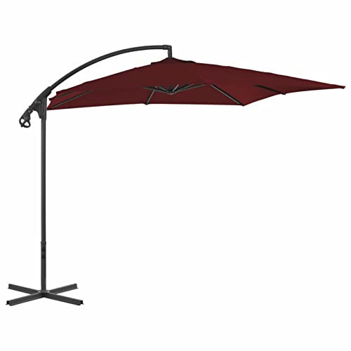 CIADAZ Ampelschirm mit StahlMast, Balkon Sonnenschirm, Marktschirm, Garten, Balkon Schirm, Sonnen Schirme, Balkonschirm, 250x250 cm Weinrot