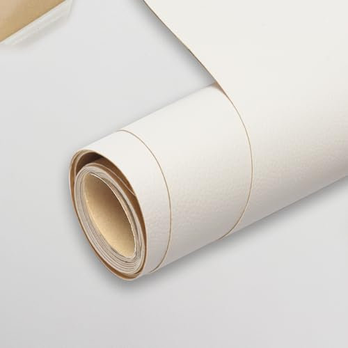 Pelle Adesiva per Riparazioni, Patch di Riparazione in Pelle, Patch Riparazione in PU Pelle per Divano, Sedile Auto, Mobili, Borsa in Pelle, Tappezzeria (Bianco, 60 * 200cm)
