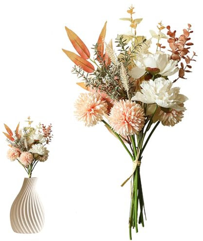 Fiori Artificiali,Finti Fiore di Seta Mazzo,Fiori Artificiali Ortensia,Composizioni Floreali Miste Di Plastica,Champagne Ortensie,per Casa Preparativi Nozze Festa Tavolo Decorazione
