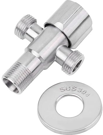 Winkel-Absperrventil, G1/2 Zoll, Robust, Edelstahl, Winkel-Absperrventil, Wasserabsperr-Kugelhahn, Badezimmer, Küche, Wasserhahn, Eckventil, Wasser-Absperrventil, 1 Einlass, 2