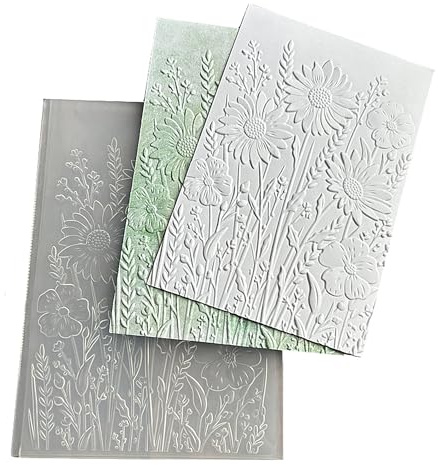 arriettycraft 3D Wildflowers Textured Plastic Embossing Folders for Card Making or Journaling 3 d Daisy Flowers Embossing Folder for Gift Tag Paper Crafting Home Decoration