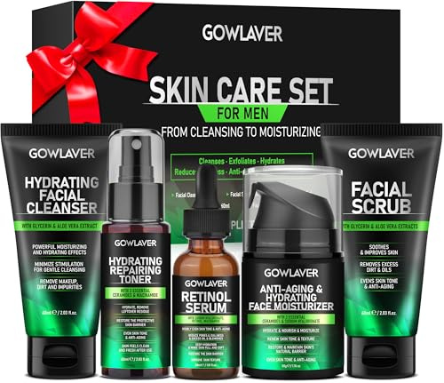 GOWLAVER Christmas Gifts for Men, Skin Care for Men, Deeply Moisturizes, Reduces Dullness, Anti-Aging Skin Care for Men, Filled with Socks for Men