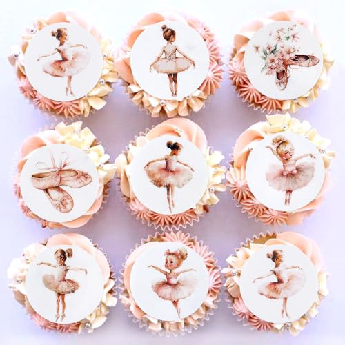 Blumomon 40Pcs Edible Ballerina Cupcake Toppers Ballet Girl Cupcake Toppers Ballet Edible Cupcake Decoration Picks for Ballerina Theme Baby Shower Girl Birthday Party Cake Decoration Supplies