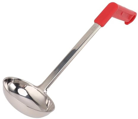 QANYEGN Gebogene Suppenkelle, Suppenkelle mit gebogenem Griff, Edelstahl-Küchenkelle mit gebogenem Griff und Verbrühschutz für die Hausmannskost (180 ml) (80 ml)