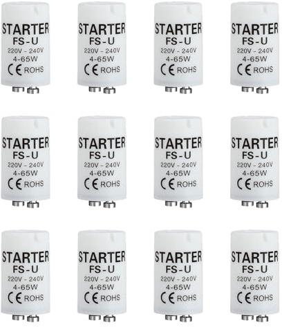 Eiaigky 12 Stück Starter Leuchtstoffröhre, Neonröhren Starter FS-U 4-65W 220-240V Zündstarter für Einzelschaltkreise für Leuchtstofflampen UV-Röhren Lampenfassungen für Haushalt Büro Garage Werkstatt