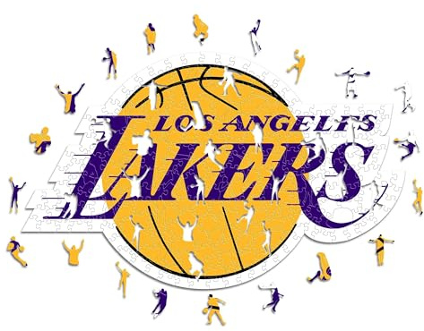 Iconic Puzzles - Los Angeles Lakers, Logo, Puzzle de Madera con Licencia Oficial de la NBA, 100% Sostenible, Talla S, 150 Piezas