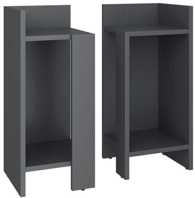 Vicco Nachttisch Lenar, Nachtkommode, Anthrazit, 27 x 60 cm 2er-Set