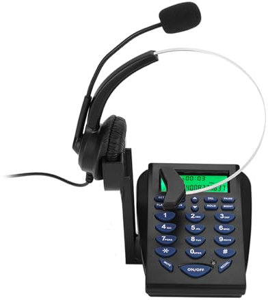 Business Phones for Office, Dial Pad/Dtmf Caller Id Display Noise Cancellation Landline Phones with Headset Earphone Stand, Call Center Telephone | Traffic Telephone Headset