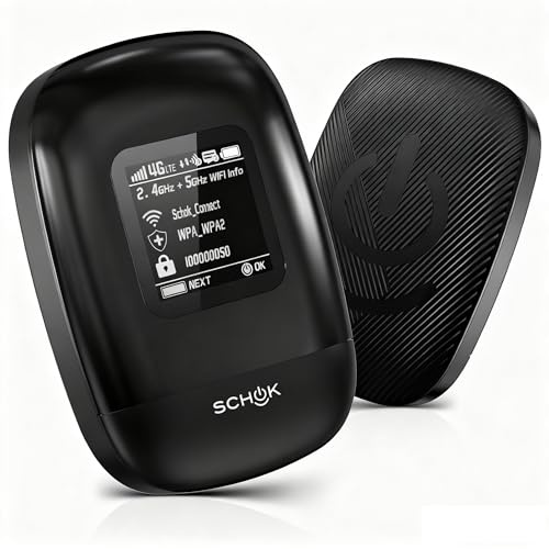 SCHOK 4G LTE Portable WiFi - Cat 12 Mobile Hotspot Travel Router, 600Mbps Download ad alta velocità, dual band (2.4GHz/5GHz), supporta 16 dispositivi collegati, compatibile con Verizon, T-Mobile, AT