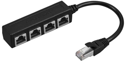 Junterone Répartiteur Ethernet RJ45 Adaptateur de Câble Réseau 1 vers 4 Adaptateur de Connecteur Ethernet LAN RJ45 pour Extension Réseau