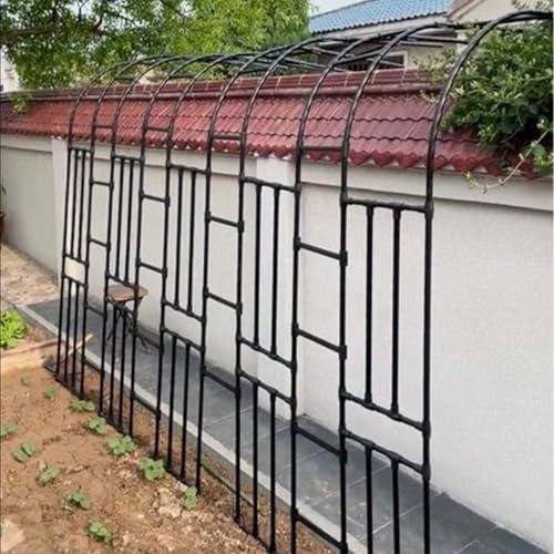 Treillis d'arche de jardin en acier pour plantes grimpantes et fleurs - Support de pergola d'extérieur pour décoration de mariage et de fête, tonnelle demi-latérale (150 x 240 x 40 cm)