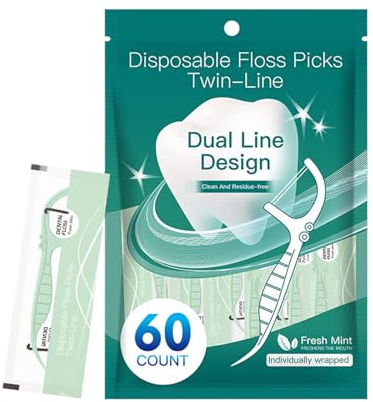 Fil Dentaire pour Adultes, Double Fil - -Dents avec Fil Dentaire pour Soins Dentaires, Accessoires de Nettoyage pour Soins Orthodontiques Adultes, Bureau et Voyage