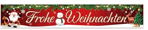 Banner Frohe Weihnachten Banner Frohe Weihnachten Dekorationen für den Innen- und Außenbereich für Merry Christmas Tür Weihnachten für Weihnachtsfeier Silvester 300 x 50 cm